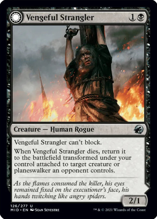 Vengeful Strangler/ Strangling Grasp MID Creature/Enchantment Human Rogue/Aura NM