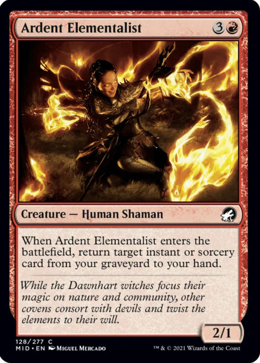 Ardent Elementalist MID Creature Human Shaman NM