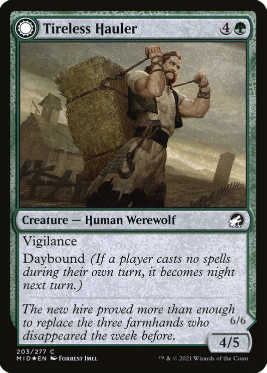 Tireless Hauler/Dire-Strain Brawler MID Creature Human Werewolf/Werewolf *Foil* NM