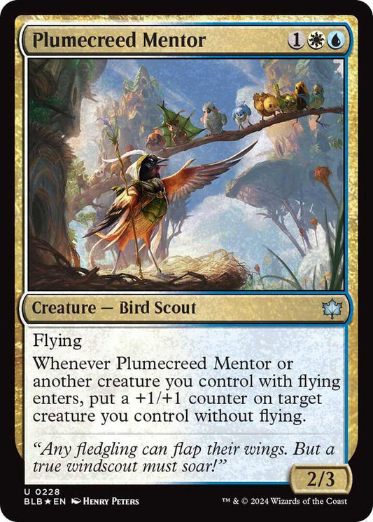 Plumecreed Mentor BLB Creature Bird Scout *Foil* NM