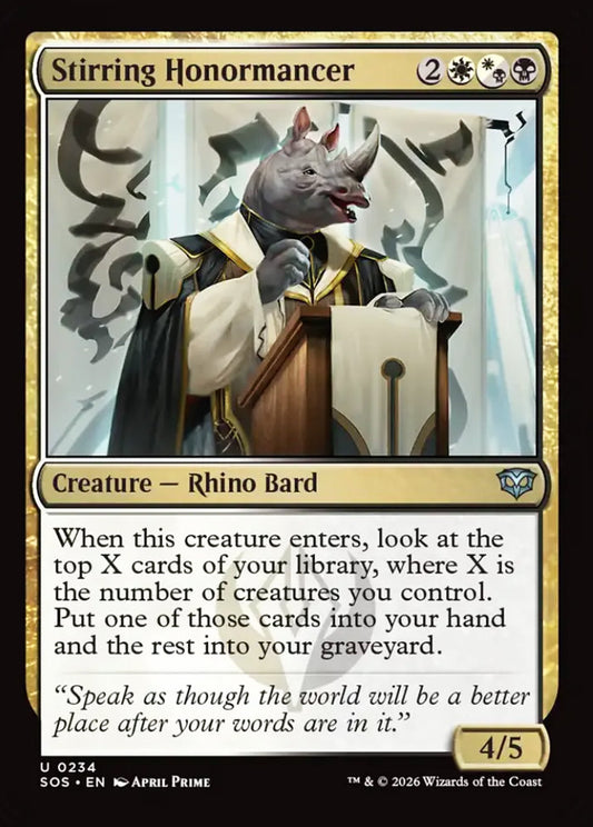 Stirring Honormancer SOS Creature Rhino Bard NM
