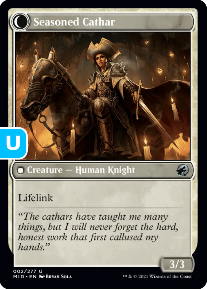 Ambitious Farmhand - Seasoned Cathar MID Creature Human Peasant/Human Knight NM