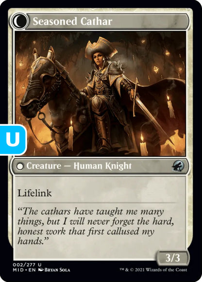 Ambitious Farmhand - Seasoned Cathar MID Creature Human Peasant/Human Knight NM