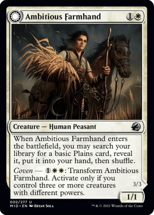 Ambitious Farmhand - Seasoned Cathar MID Creature Human Peasant/Human Knight NM