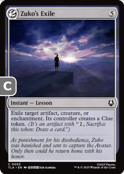 Zuko's Exile TLA Instant Lesson NM