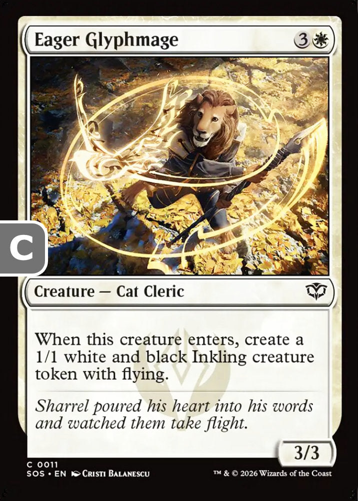 Eager Glyphmage SOS Creature Cat Cleric NM