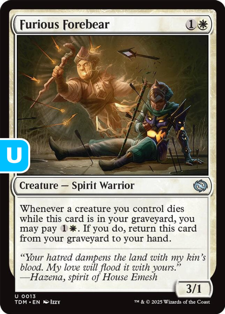 Furious Forebear TDM Creature Spirit Warrior NM