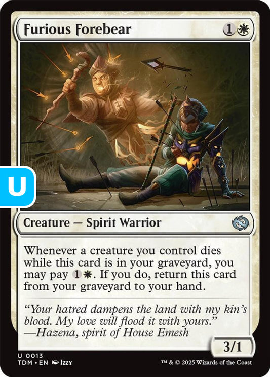 Furious Forebear TDM Creature Spirit Warrior NM