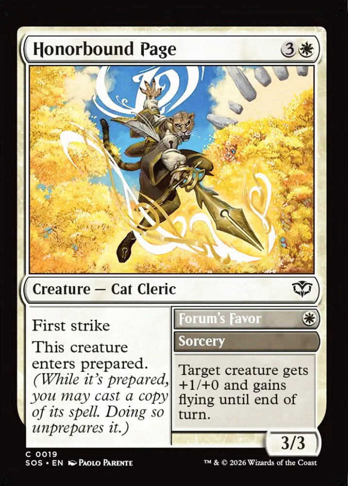 Honorbound Page SOS Creature Cat Cleric NM