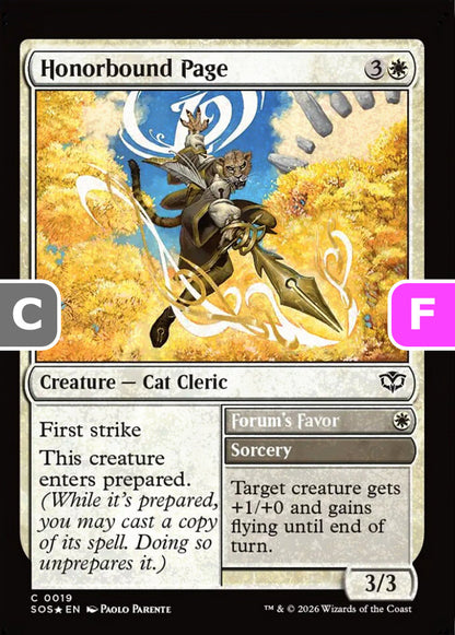 Honorbound Page SOS Creature Cat Cleric *Foil* NM