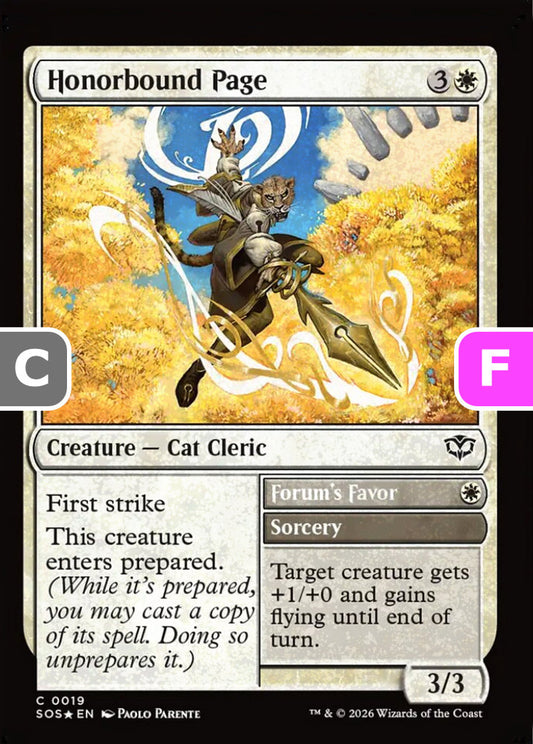 Honorbound Page SOS Creature Cat Cleric *Foil* NM
