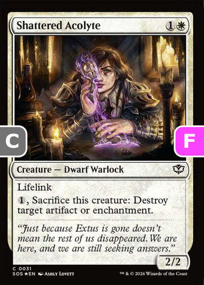 Shattered Acolyte SOS Creature Dwarf Warlock *Foil* NM