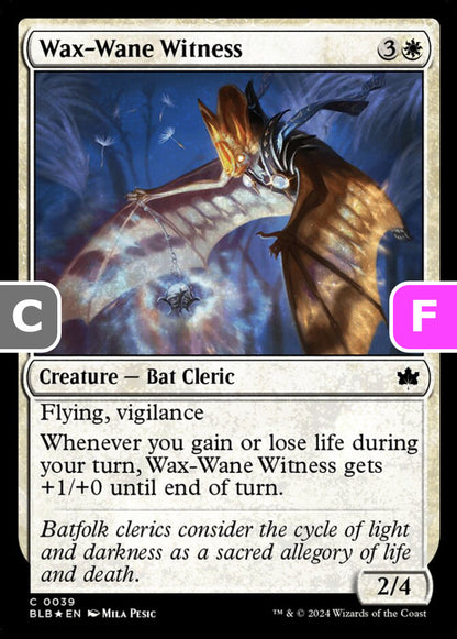 Wax-Wane Witness BLB Creature Bat Cleric *Foil* NM