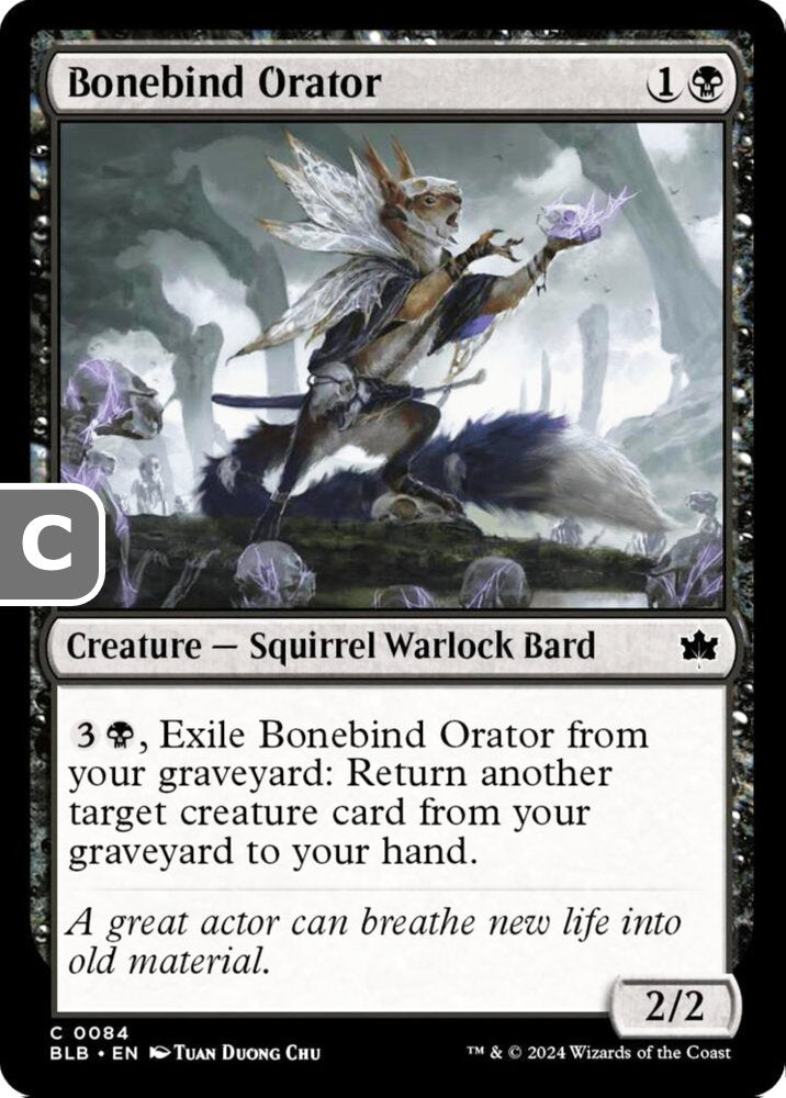 Bonebind Orator BLB Creature Squirrel Warlock Bard NM