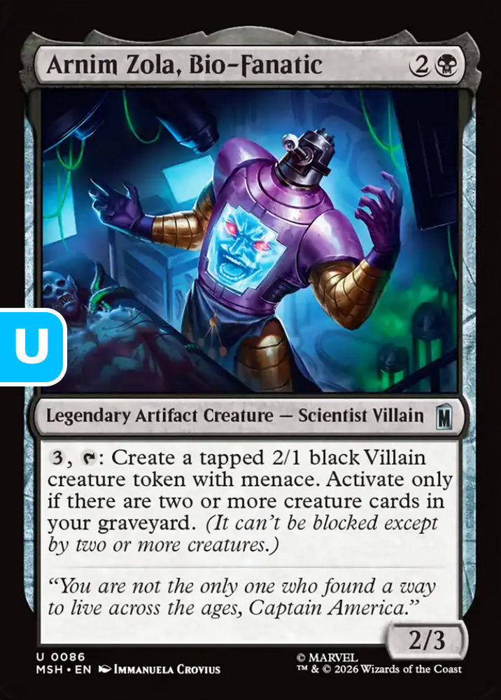 Arnim Zola, Bio-Fanatic MSH Legendary Artifact Creature Scientist Villain NM