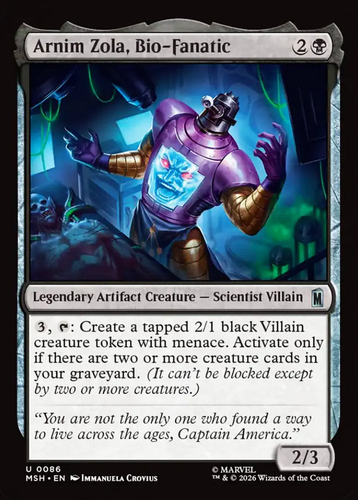 Arnim Zola, Bio-Fanatic MSH Legendary Artifact Creature Scientist Villain NM
