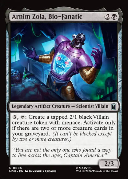 Arnim Zola, Bio-Fanatic MSH Legendary Artifact Creature Scientist Villain NM