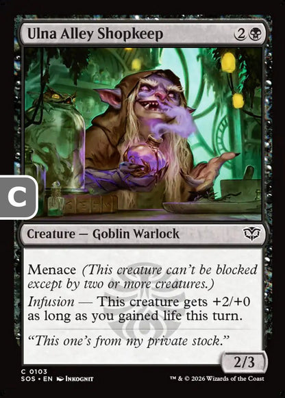 Ulna Alley Shopkeep SOS Creature Goblin Warlock NM