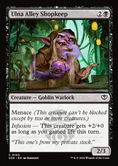 Ulna Alley Shopkeep SOS Creature Goblin Warlock NM
