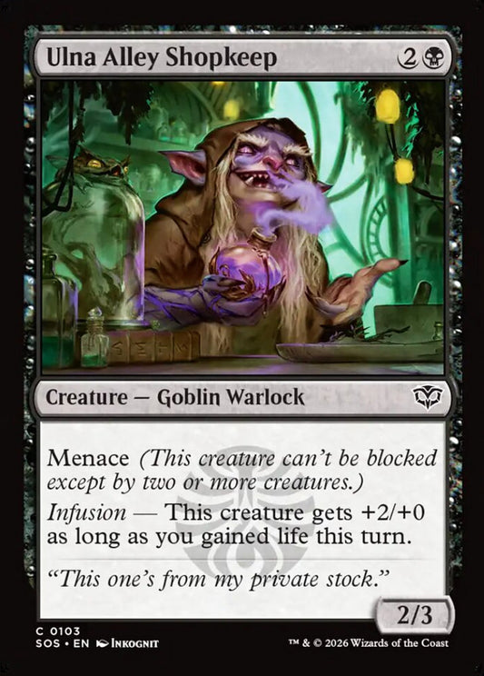 Ulna Alley Shopkeep SOS Creature Goblin Warlock NM