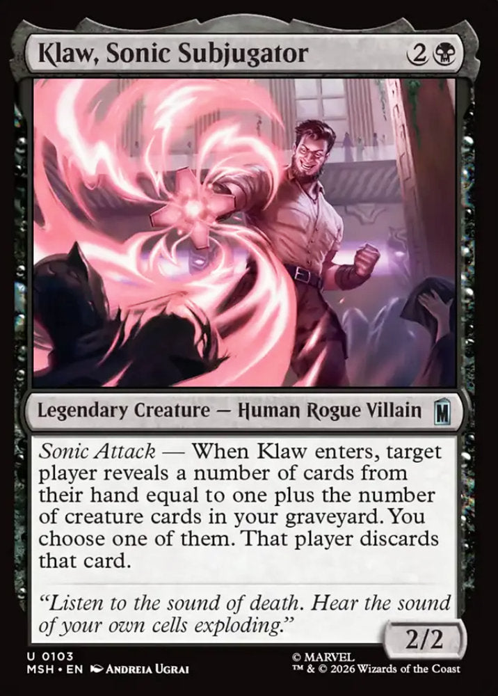Klaw, Sonic Subjugator MSH Legendary Creature Human Rogue Villain NM