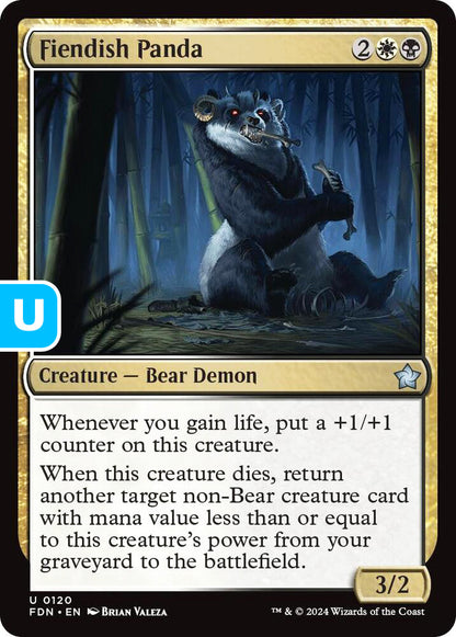 Fiendish Panda FDN Creature Bear Demon NM