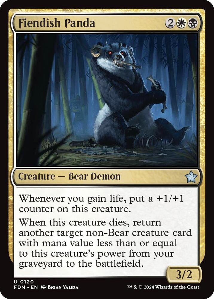 Fiendish Panda FDN Creature Bear Demon NM