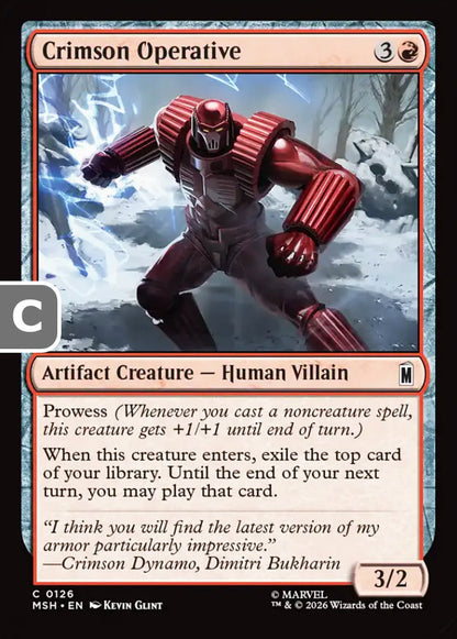 Crimson Operative MSH Artifact Creature  Human Villain NM