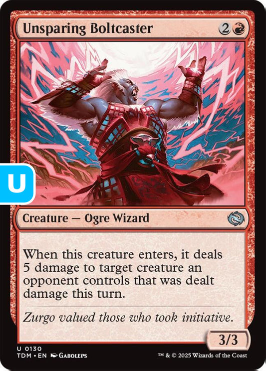 Unsparing Boltcaster TDM Creature Ogre Wizard NM