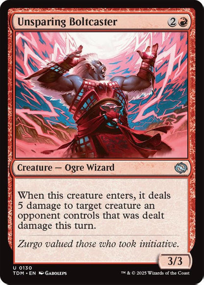 Unsparing Boltcaster TDM Creature Ogre Wizard NM
