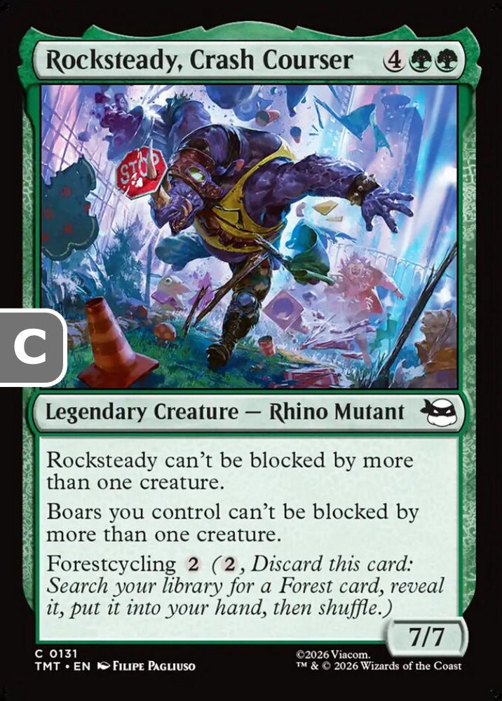 Rocksteady, Crash Courser TMT Legendary Creature Rhino Mutant NM