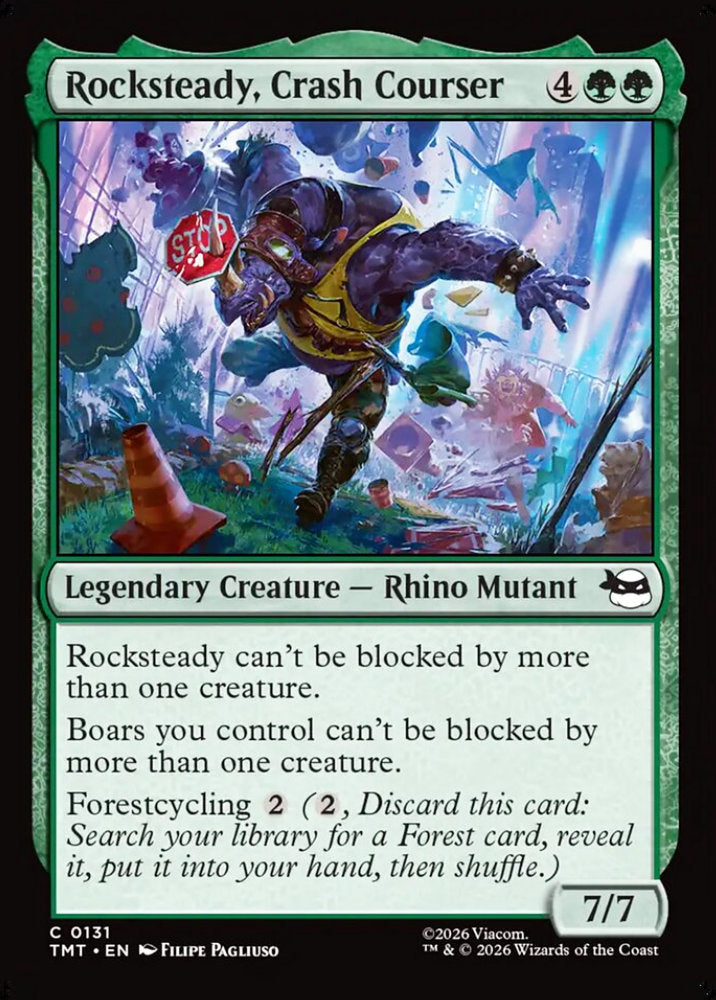 Rocksteady, Crash Courser TMT Legendary Creature Rhino Mutant NM