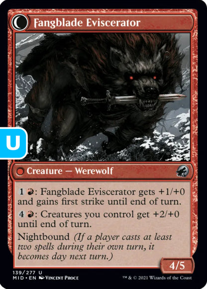 Fangblade Brigand/Fangblade Eviscerator MID Creature Human Werewolf/Werewolf NM