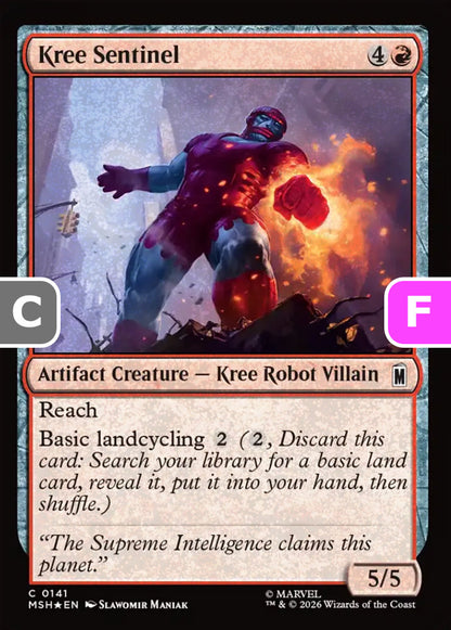 Kree Sentinel MSH Artifact Creature  Kree Robot Villain *Foil* NM