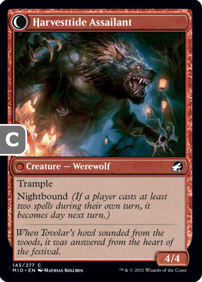 Harvesttide Infiltrator/Harvesttide Assailant MID Creature Human Werewolf/Werewolf NM