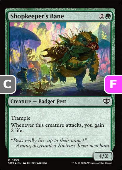 Shopkeeper's Bane SOS Creature Badger Pest *Foil* NM