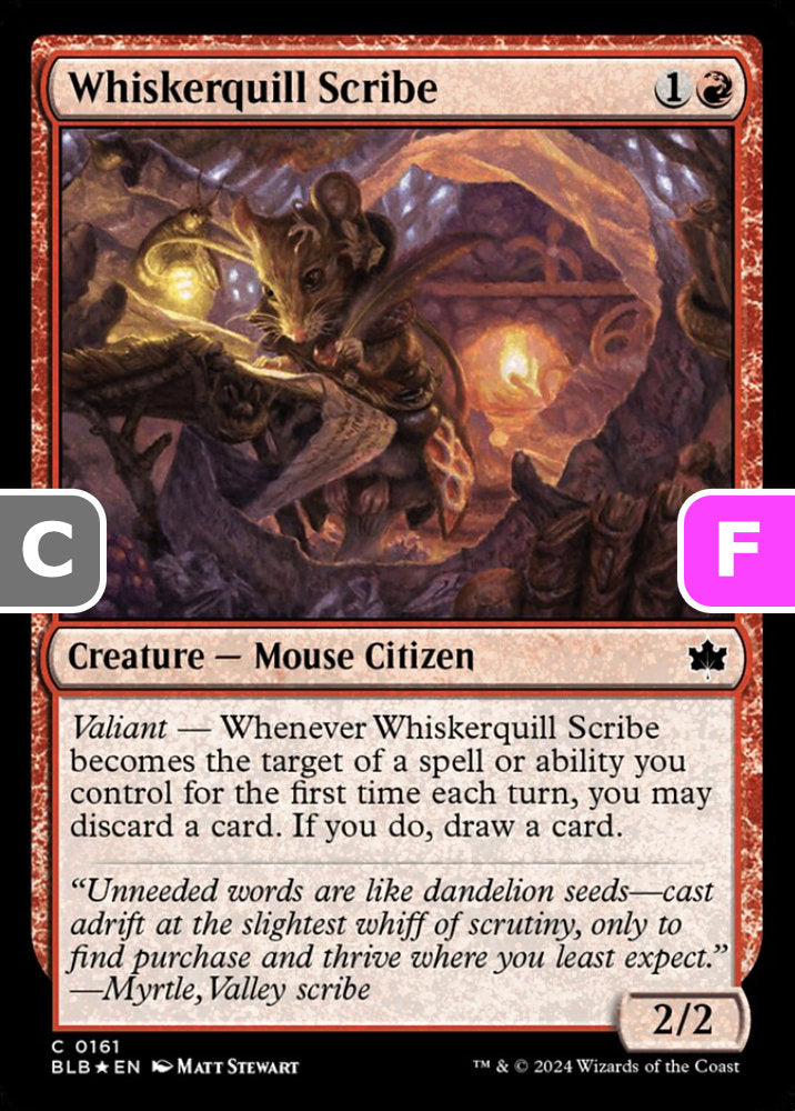 Whiskerquill Scribe BLB Creature Mouse Citizen *Foil* NM
