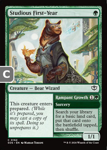 Studious First-Year SOS Creature Bear Wizard NM