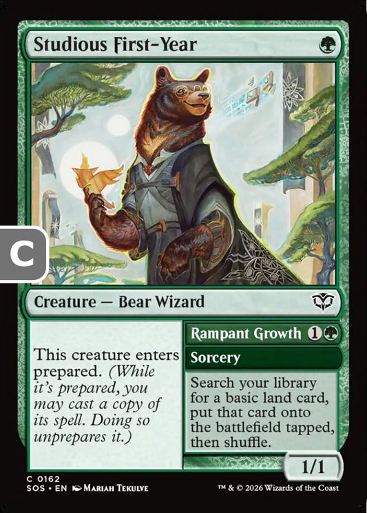 Studious First-Year SOS Creature Bear Wizard NM