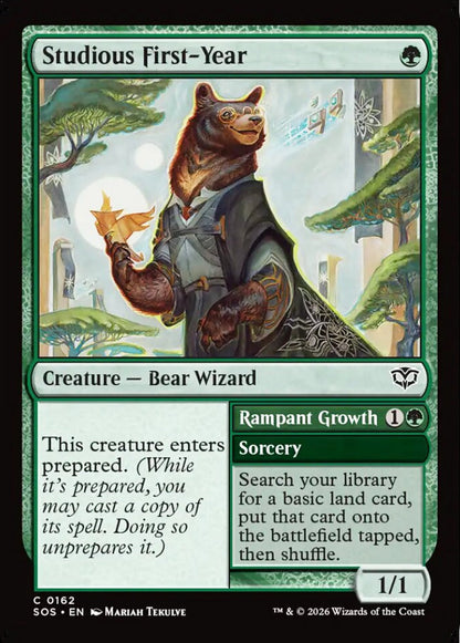 Studious First-Year SOS Creature Bear Wizard NM