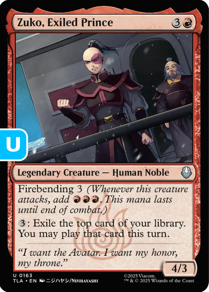 Zuko Exiled Prince TLA Legendary Creature Human Noble NM