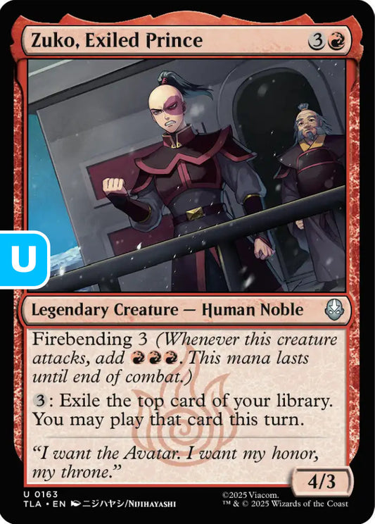 Zuko Exiled Prince TLA Legendary Creature Human Noble NM