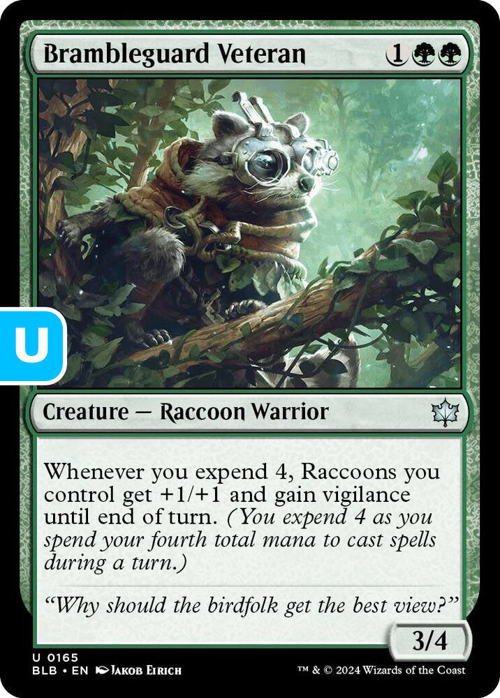 Brambleguard Veteran BLB Creature Raccoon Warrior NM