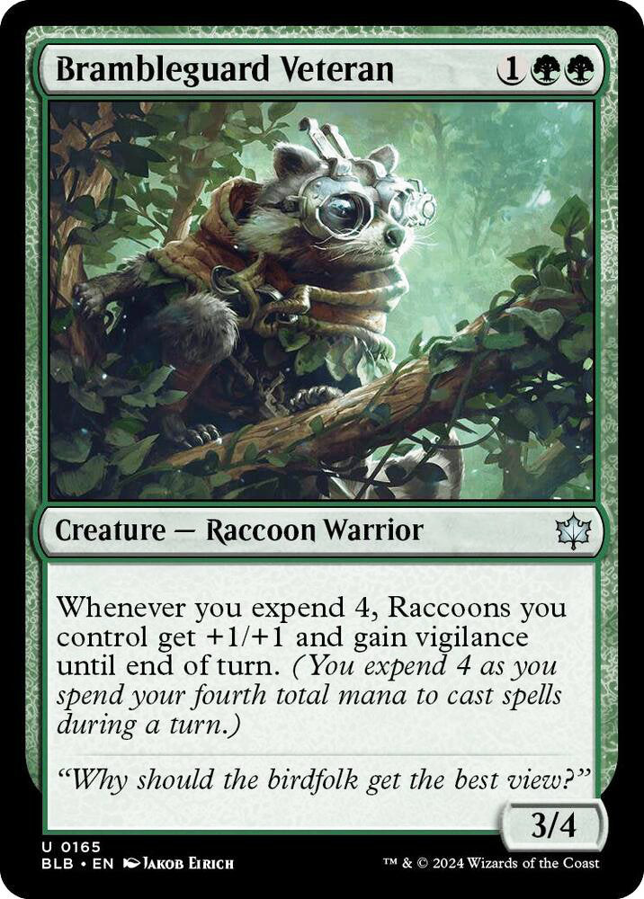 Brambleguard Veteran BLB Creature Raccoon Warrior NM