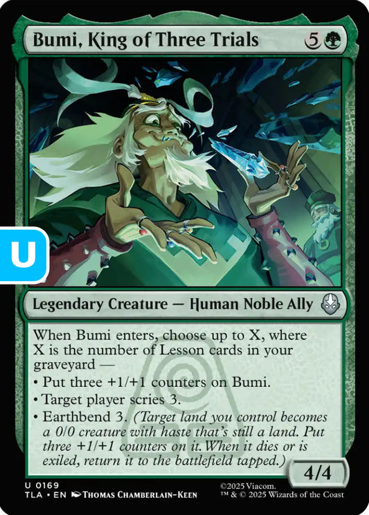 Bumi King of Three Trials TLA Legendary Creature Human Noble Ally NM
