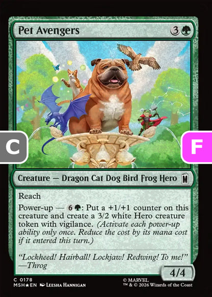Pet Avengers MSH Creature Dragon Cat Dog Bird Frog Hero *Foil* NM