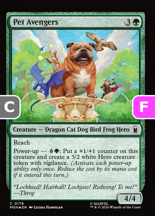 Pet Avengers MSH Creature Dragon Cat Dog Bird Frog Hero *Foil* NM