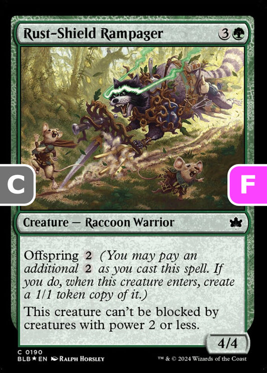 Rust-Shield Rampager BLB Creature Raccoon Warrior *Foil* NM