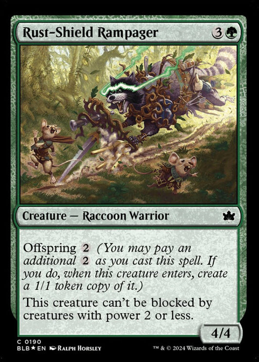 Rust-Shield Rampager BLB Creature Raccoon Warrior *Foil* NM