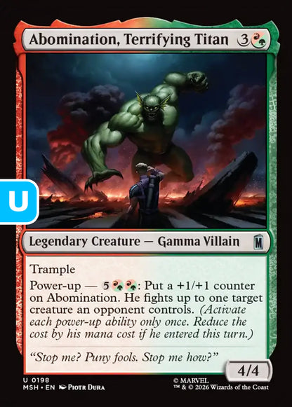 Abomination, Terrifying Titan MSH Legendary Creature Gamma Villain NM